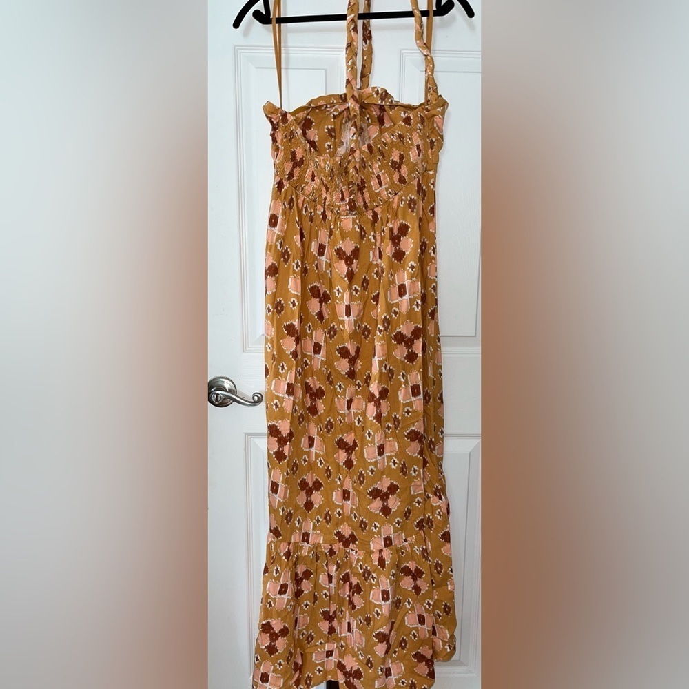 Aerie NWT Saffron Sunburst Braided Halter Maxi Dress